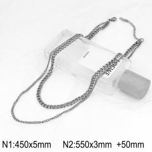 Stainless Steel Double Chain Stacking Necklace for Men Women Punk Trend Jewelry - KN282846-Z