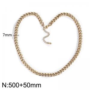7MM Stainless Steel Figaro Chain Necklace for Men Women Simple Gold Color Trend Jewelry - KN282853-Z