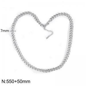 7MM Stainless Steel Figaro Chain Necklace for Men Women Simple Trend Jewelry - KN282857-Z