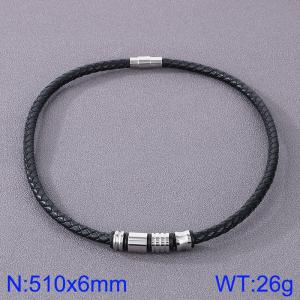 Stainless Steel Leather Necklaces - KN282863-TXH