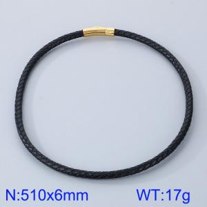 Stainless Steel Leather Necklaces - KN282889-TXH