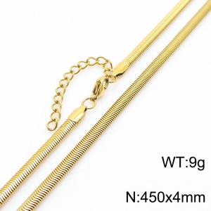 European and American Fashion Stainless Steel 450 × 4mm Flat Snake Bone Chain Lobster Button Charming Gold Necklace - KN282949-GC