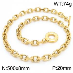 Stainless steel O-shaped chain OT buckle necklace for men and women - KN282952-Z