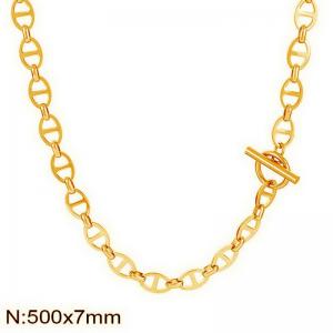 Stainless steel Japanese chain OT buckle necklace - KN283135-Z