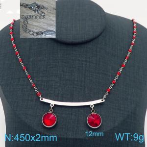 Fashionable and creative stainless steel curved piece connected gemstone pendant necklace - KN283153-Z