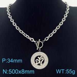 Cross border hot selling fashionable diamond inlaid butterfly pendant paired with OT buckle necklace - KN283160-Z