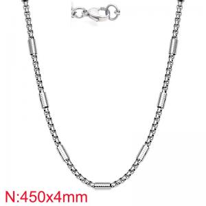 Simple and stylish stainless steel 4 * 450mm square pearl necklace - KN283286-Z