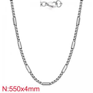 Simple and stylish stainless steel 4 * 550mm square pearl necklace - KN283288-Z