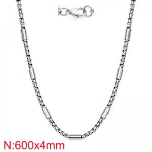 Simple and stylish stainless steel 4 * 600mm square pearl necklace - KN283289-Z