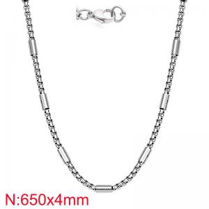 Simple and stylish stainless steel 4 * 650mm square pearl necklace - KN283290-Z