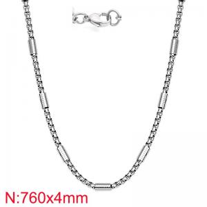 Simple and stylish stainless steel 4 * 760mm square pearl necklace - KN283292-Z