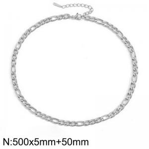 Simple and stylish stainless steel 5 * 500mm+50mm Figaro necklace - KN283299-Z