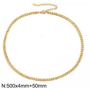 Simple and stylish stainless steel 4 * 500mm+50mm six sided polished Cuban necklace - KN283302-Z