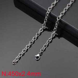 Simple and stylish stainless steel 2.4 * 450mm O-chain necklace - KN283304-Z