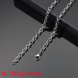 Simple and stylish stainless steel 2.4 * 700mm O-chain necklace - KN283309-Z