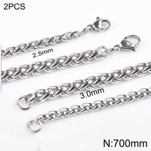 Simple and stylish stainless steel 2.5mm and 3mm flower basket chain necklace, chain length 70cm - KN283316-Z