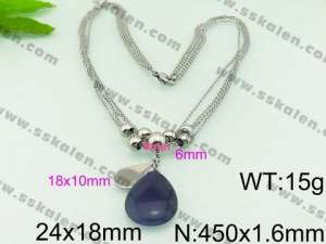 Stainless Steel Stone & Crystal Necklace - KN28333-Z