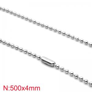 Simple and stylish stainless steel 4 * 500mm waist buckle round bead necklace - KN283334-Z