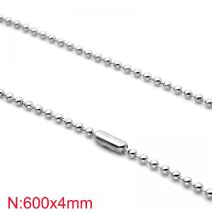 Simple and stylish stainless steel 4 * 600mm waist buckle round bead necklace - KN283336-Z