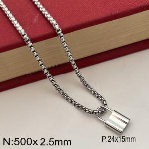 Personalized and trendy stainless steel lock pendant necklace - KN283350-Z