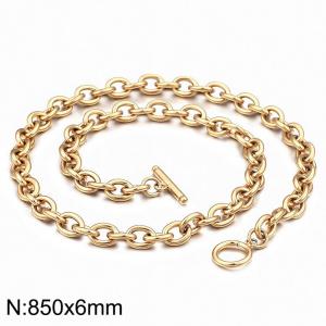 Gold stainless steel OT buckle necklace - KN283994-Z