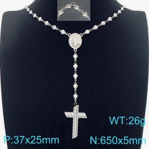 Steel Cross Pendant Love Chain Stainless Steel Necklace - KN284014-Z