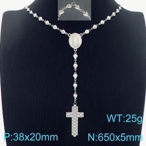 Religious Maria Cross Neckchain Heart shaped Chain Steel Stainless Steel Women's Necklace - KN284018-Z