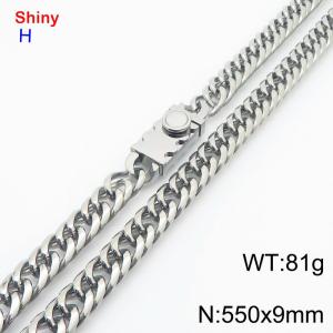 550x9mm Hip Hop Stainless Steel Men's Necklace Link Chain Gift Curb Chain Necklaces - KN284200-Z