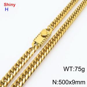 500x9mm Hip Hop Stainless Steel Men's Necklace Link Chain Gift 18k Gold Plated Curb Chain Necklaces - KN284206-Z