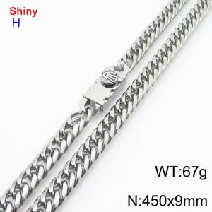 450x9mm Punk Special Clasp Curb Chain Shiny Necklaces Stainless Steel Chain Men's Necklace - KN284254-Z