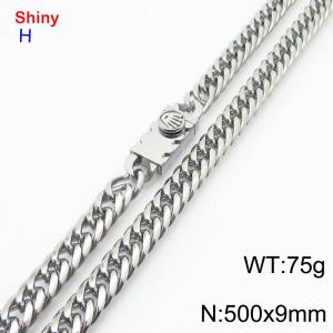 500x9mm Punk Special Clasp Curb Chain Shiny Necklaces Stainless Steel Chain Men's Necklace - KN284255-Z