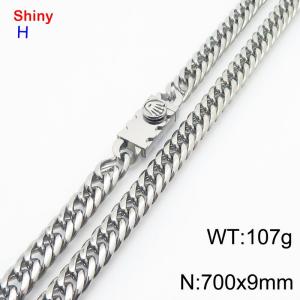 700x9mm Punk Special Clasp Curb Chain Shiny Necklaces Stainless Steel Chain Men's Necklace - KN284259-Z