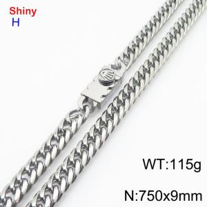 750x9mm Punk Special Clasp Curb Chain Shiny Necklaces Stainless Steel Chain Men's Necklace - KN284260-Z