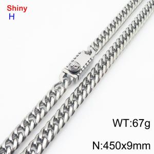 450x9mm Personality Special Square Clasp Curb Chain Shiny Necklaces Stainless Steel Chain Men's Necklace - KN284275-Z