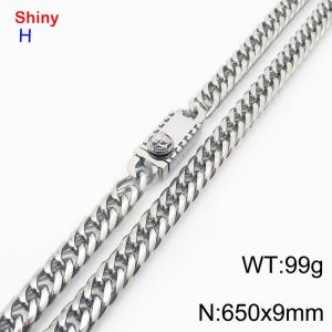 650x9mm Personality Special Square Clasp Curb Chain Shiny Necklaces Stainless Steel Chain Men's Necklace - KN284279-Z