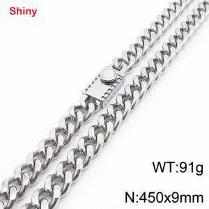 450X9mm Stainless Steel Cuban Necklace - KN284338-Z