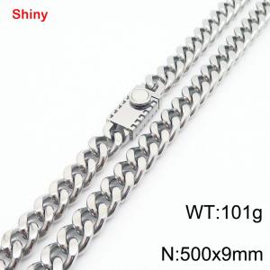 500X9mm Stainless Steel Cuban Necklace - KN284339-Z