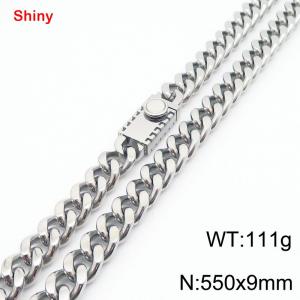 550X9mm Stainless Steel Cuban Necklace - KN284340-Z