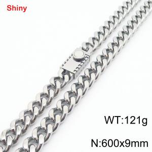 600X9mm Stainless Steel Cuban Necklace - KN284341-Z