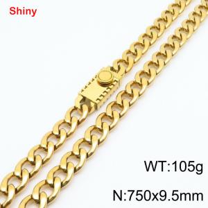 750x9.5mm Gold Cuban Chain Stainless Steel Necklace - KN284400-Z