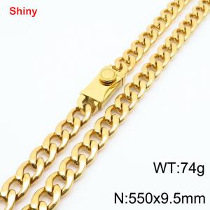 550x9.5mm Gold Cuban Chain Stainless Steel Necklace - KN284417-Z