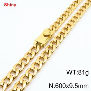 600x9.5mm Gold Cuban Chain Stainless Steel Necklace - KN284418-Z