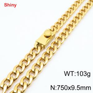 750x9.5mm Gold Cuban Chain Stainless Steel Necklace - KN284421-Z