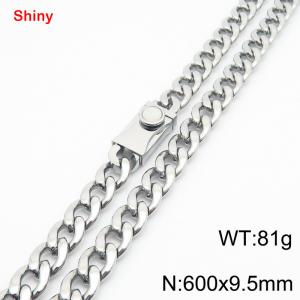 600x9.5mm wide Cuban chain stainless steel necklace - KN284425-Z