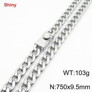 750x9.5mm wide Cuban chain stainless steel necklace - KN284428-Z