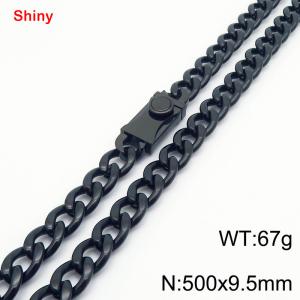 500x9.5mm black Cuban chain stainless steel necklace - KN284430-Z