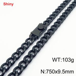 750x9.5mm black Cuban chain stainless steel necklace - KN284435-Z