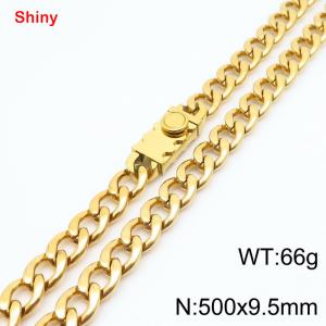 500x9.5mm Gold Cuban Chain Stainless Steel Necklace - KN284437-Z