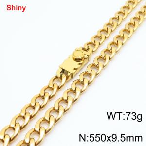 550x9.5mm Gold Cuban Chain Stainless Steel Necklace - KN284438-Z