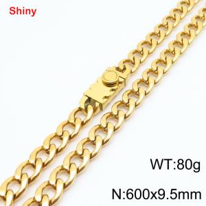 600x9.5mm Gold Cuban Chain Stainless Steel Necklace - KN284439-Z